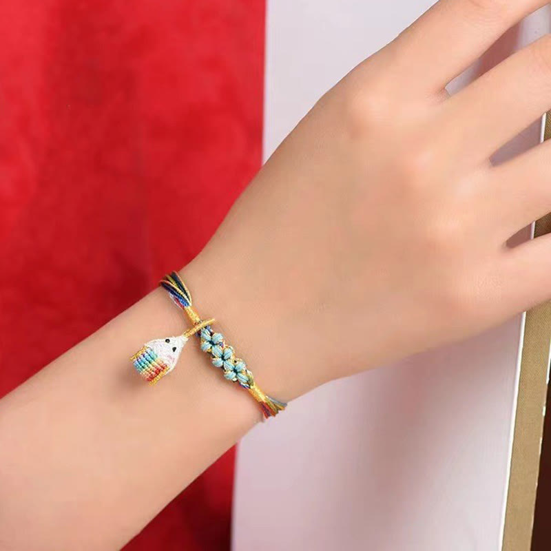 Foviel Colorful Rope Peach Blossom Knot Zongzi Braided Bracelet
