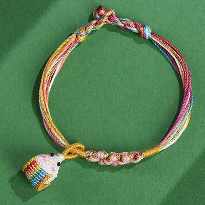 Foviel Colorful Rope Peach Blossom Knot Zongzi Braided Bracelet