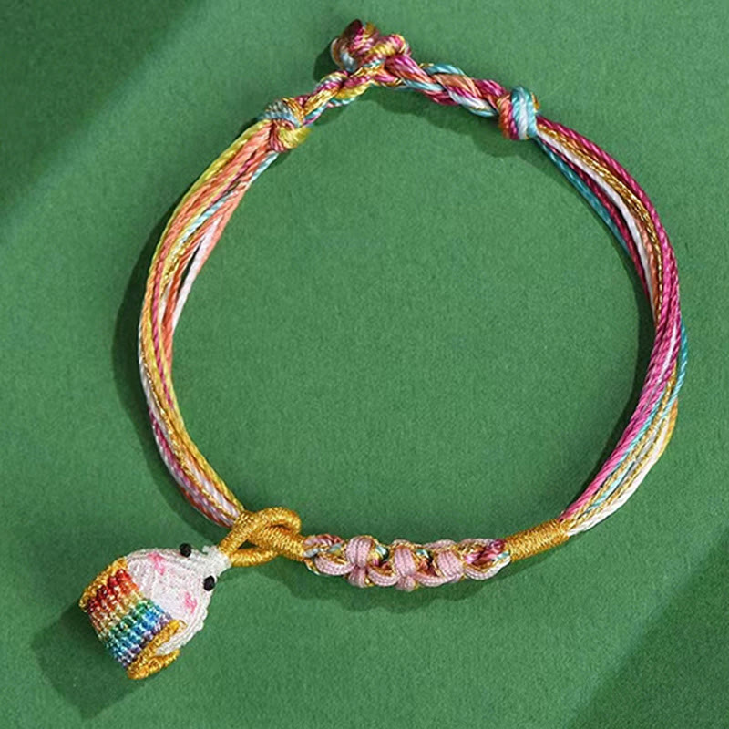 Foviel Colorful Rope Peach Blossom Knot Zongzi Braided Bracelet