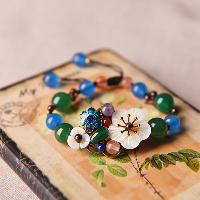 Foviel Agate Shell Flower Support Bracelet