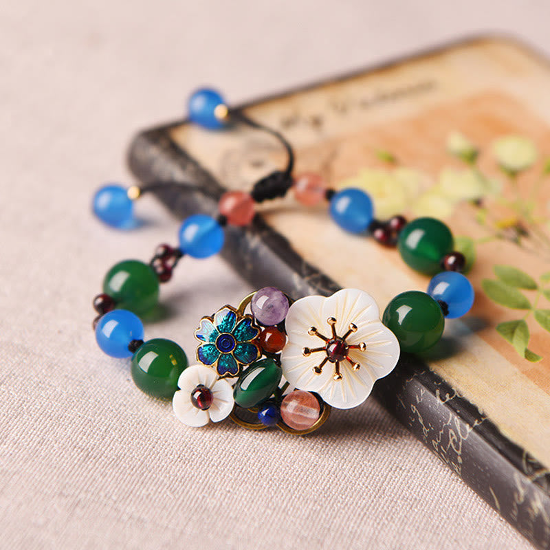 Foviel Agate Shell Flower Support Bracelet