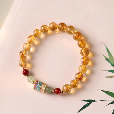 Bracelet de créativité à moulin à prières coloré en citrine naturelle Foviel