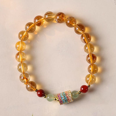 Bracelet de créativité à moulin à prières coloré en citrine naturelle Foviel