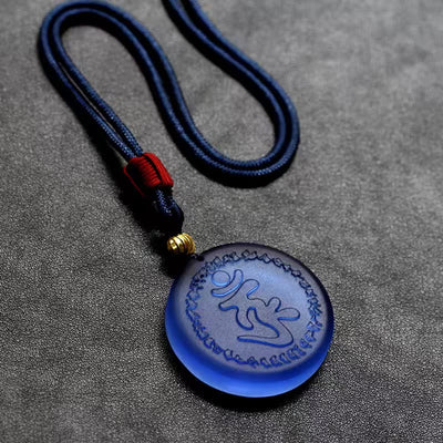 Pendentif collier en cristal Liuli du mantra de Shurangama du Tibet Foviel