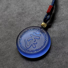 Pendentif collier en cristal Liuli du mantra de Shurangama du Tibet Foviel