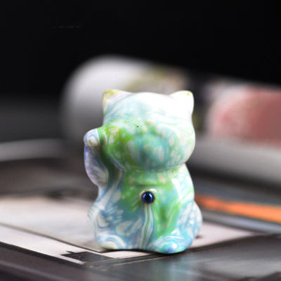 Foviel Cute Mini Cat Rosewood Lacquer Craft Warmth Decoration Random Color(Blind Box)