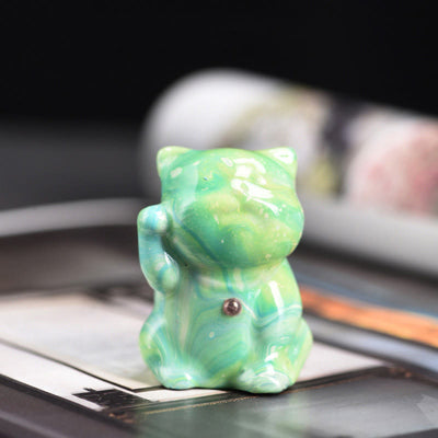 Foviel Cute Mini Cat Rosewood Lacquer Craft Warmth Decoration Random Color(Blind Box)