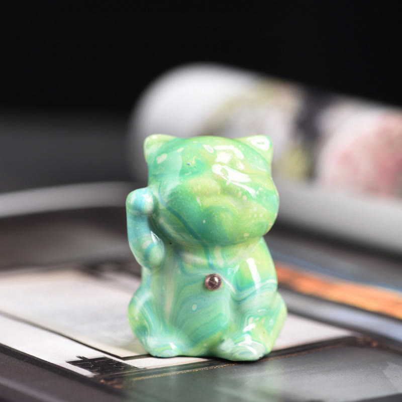 Foviel Cute Mini Cat Rosewood Lacquer Craft Warmth Decoration Random Color(Blind Box)