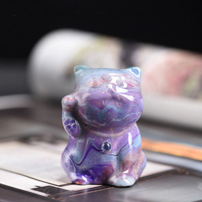 Foviel Cute Mini Cat Rosewood Lacquer Craft Warmth Decoration Random Color(Blind Box)