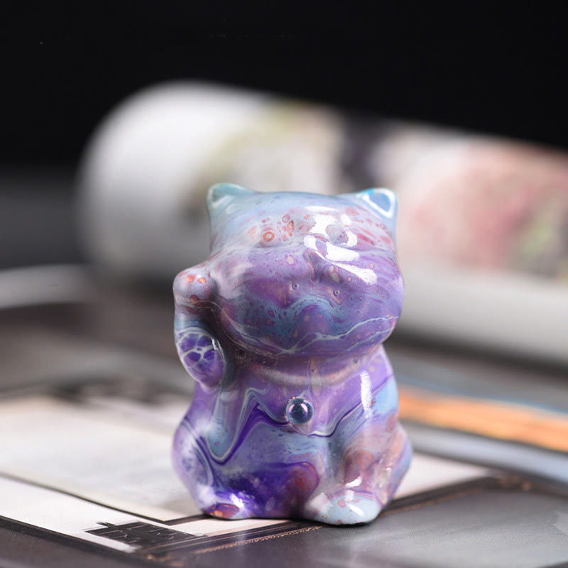 Foviel Cute Mini Cat Rosewood Lacquer Craft Warmth Decoration Random Color(Blind Box)