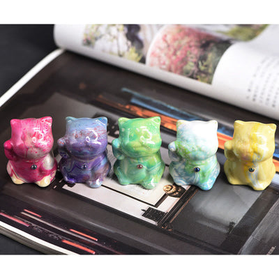 Foviel Cute Mini Cat Rosewood Lacquer Craft Warmth Decoration Random Color(Blind Box)