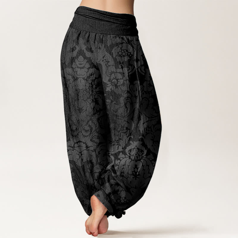 Buddha Stones Pure Cotton Casual Flower Leaves Design Women's Elastic Waist Harem Pants - image 6