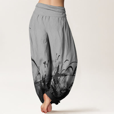 Buddha Stones Pure Cotton Wild Grass Pattern Women's Elastic Waist Harem Pants - image 1