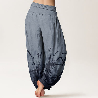 Buddha Stones Pure Cotton Wild Grass Pattern Women's Elastic Waist Harem Pants - image 6