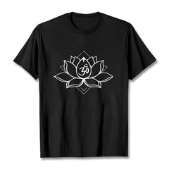 Foviel Blooming Lotus Om Sanskrit Pattern Cotton Tee T-shirt