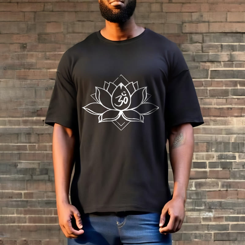 T-shirt en coton Foviel Blooming Lotus motif sanskrit Om
