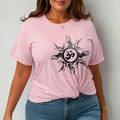 T-shirt en coton à motif soleil rayonnant Foviel entourant un symbole Om