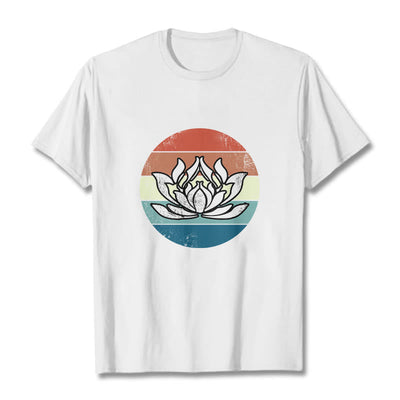 T-shirt Foviel Blooming Lotus à rayures colorées en coton