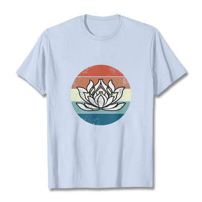 T-shirt Foviel Blooming Lotus à rayures colorées en coton