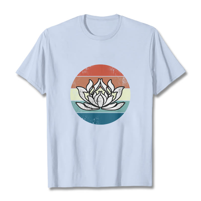 T-shirt Foviel Blooming Lotus à rayures colorées en coton