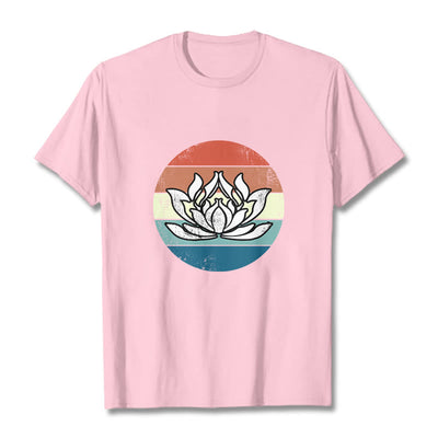T-shirt Foviel Blooming Lotus à rayures colorées en coton