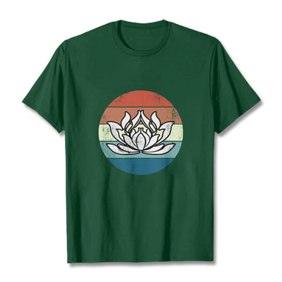 T-shirt Foviel Blooming Lotus à rayures colorées en coton