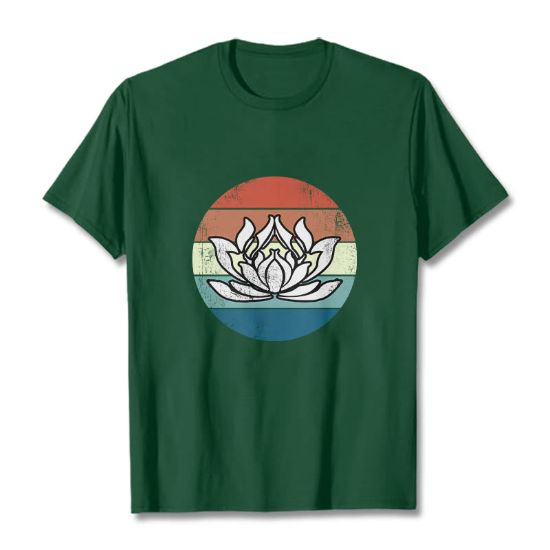 T-shirt Foviel Blooming Lotus à rayures colorées en coton