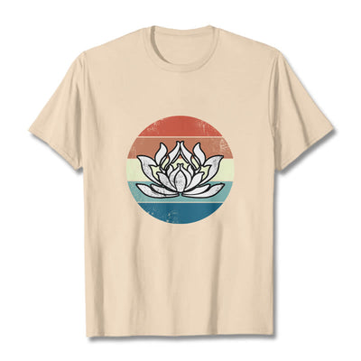 T-shirt Foviel Blooming Lotus à rayures colorées en coton
