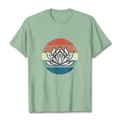 T-shirt Foviel Blooming Lotus à rayures colorées en coton