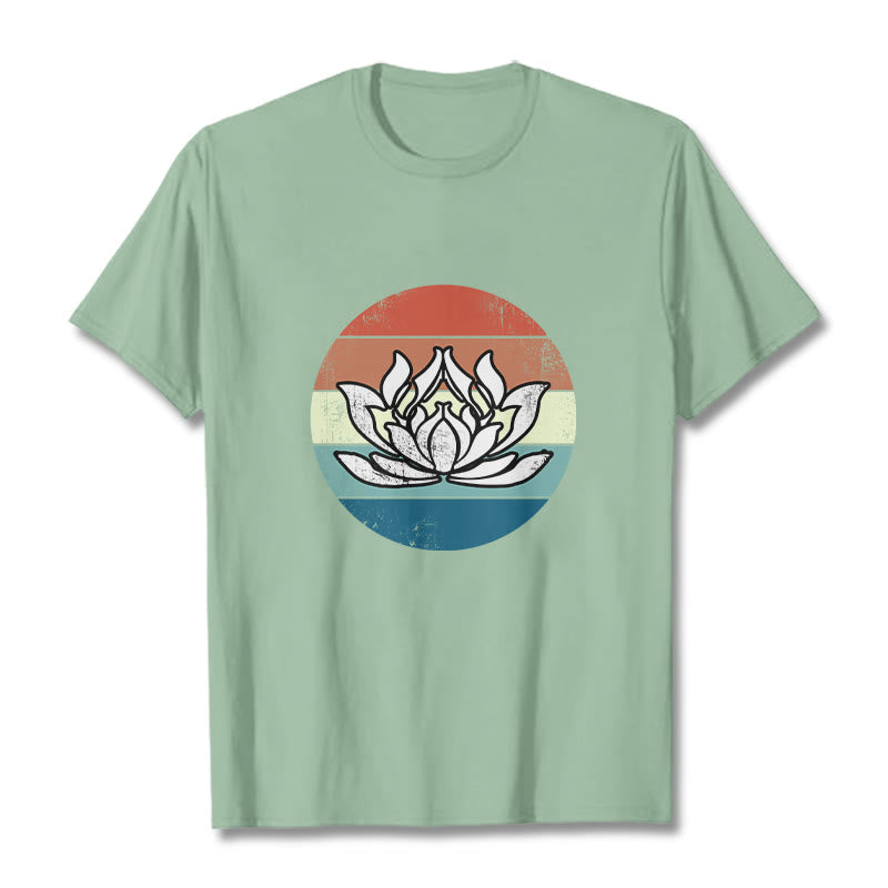 T-shirt Foviel Blooming Lotus à rayures colorées en coton