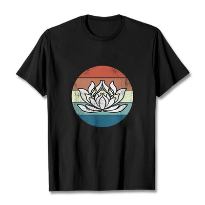 T-shirt Foviel Blooming Lotus à rayures colorées en coton