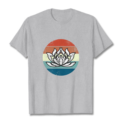 T-shirt Foviel Blooming Lotus à rayures colorées en coton