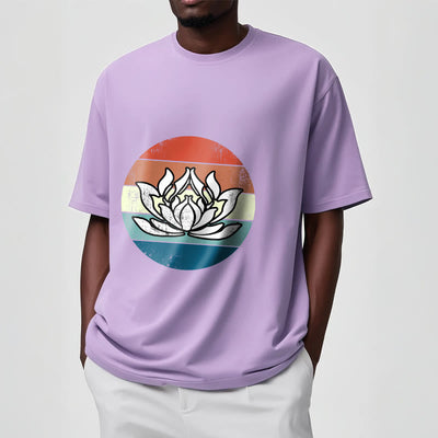 T-shirt Foviel Blooming Lotus à rayures colorées en coton
