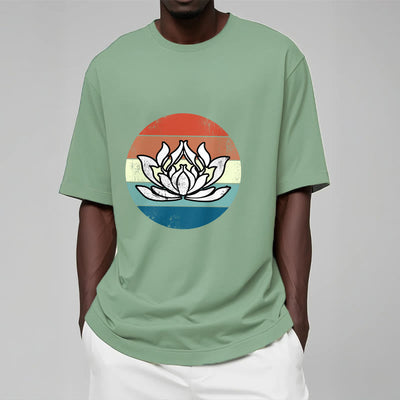 T-shirt Foviel Blooming Lotus à rayures colorées en coton