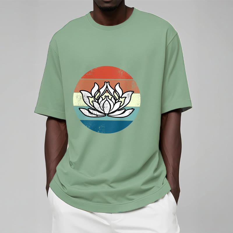 T-shirt Foviel Blooming Lotus à rayures colorées en coton