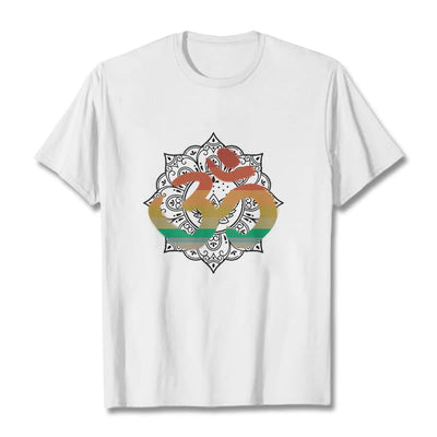 Foviel Gradient-farbige Om Sanskrit Mandala Hintergrund Muster Baumwolle Tee T-Shirt