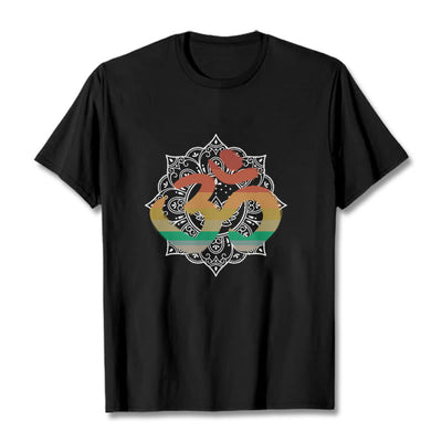 Foviel Gradient-farbige Om Sanskrit Mandala Hintergrund Muster Baumwolle Tee T-Shirt