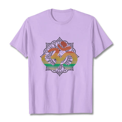 Foviel Gradient-farbige Om Sanskrit Mandala Hintergrund Muster Baumwolle Tee T-Shirt