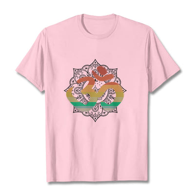 Foviel Gradient-farbige Om Sanskrit Mandala Hintergrund Muster Baumwolle Tee T-Shirt