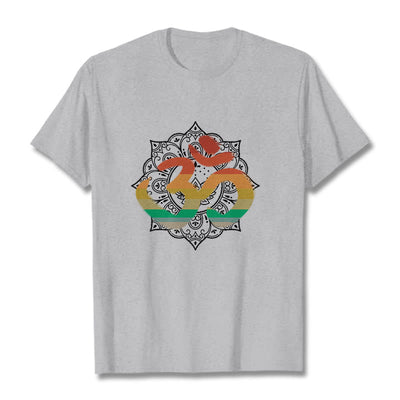 Foviel Gradient-farbige Om Sanskrit Mandala Hintergrund Muster Baumwolle Tee T-Shirt