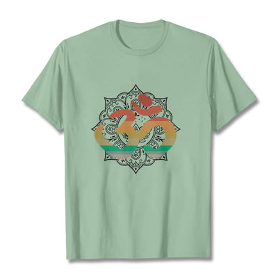 Foviel Gradient-farbige Om Sanskrit Mandala Hintergrund Muster Baumwolle Tee T-Shirt
