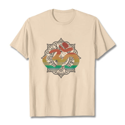 Foviel Gradient-farbige Om Sanskrit Mandala Hintergrund Muster Baumwolle Tee T-Shirt
