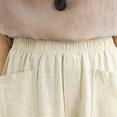Buddha Stones Casual Daily Plain Simple Design Women's Cotton Linen Harem Pants With Pockets - image 6
