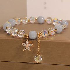 Foviel Natürliche Aquamarin Kristall Zircon Blume Frieden spirituell Armband