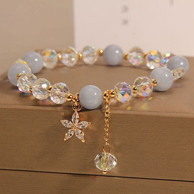 Foviel Natürliche Aquamarin Kristall Zircon Blume Frieden spirituell Armband