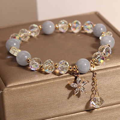 Foviel Natürliche Aquamarin Kristall Zircon Blume Frieden spirituell Armband