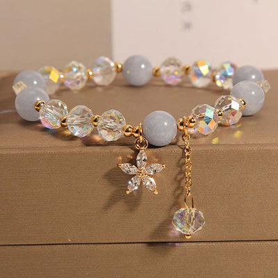 Foviel Natürliche Aquamarin Kristall Zircon Blume Frieden spirituell Armband