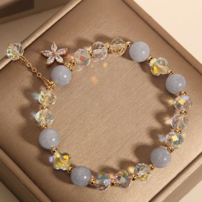 Foviel Natürliche Aquamarin Kristall Zircon Blume Frieden spirituell Armband