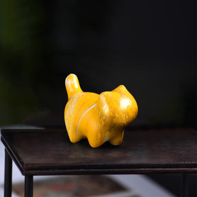 Foviel Mini adorable chat en bois d'ébène laqué, décoration artisanale de paix