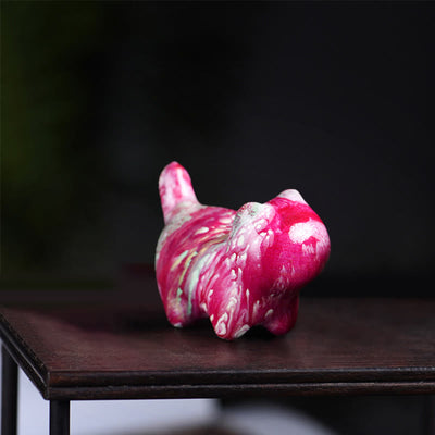 Foviel Mini adorable chat en bois d'ébène laqué, décoration artisanale de paix